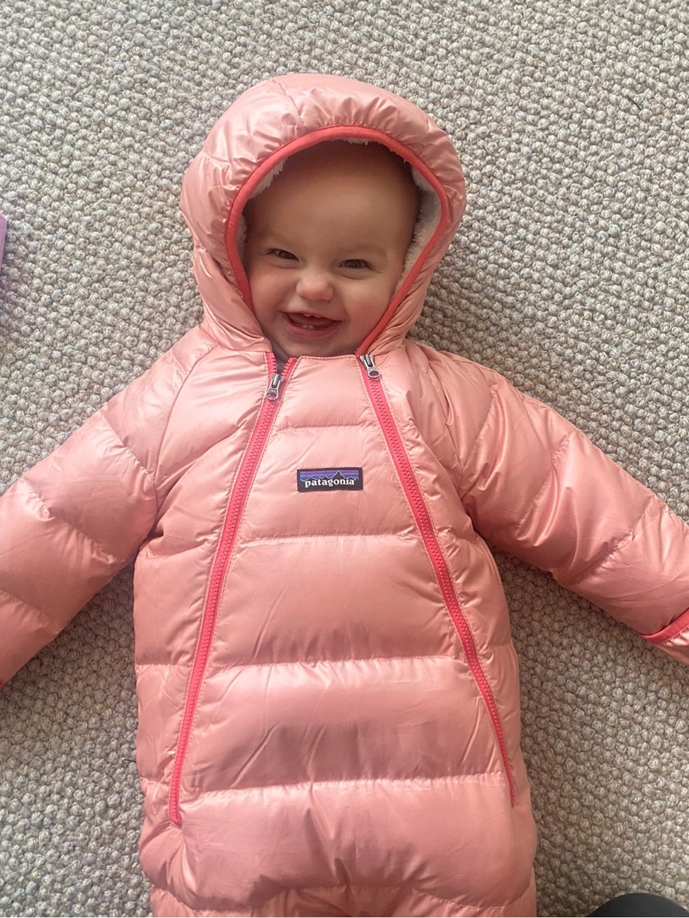 Patagonia Kids Pink Hooded Puffer Bunting - Picture 5 of 6